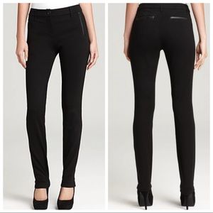 EILEEN Fisher Leather Trim Slim Leg Ponte Pants